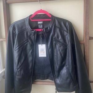 DKNY Faux-Leather Moto Jacket NWT